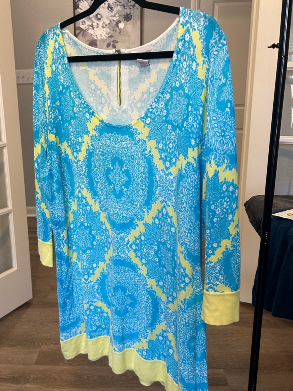Soft Surroundings Blue & Yellow Scoop-Neck Tunic